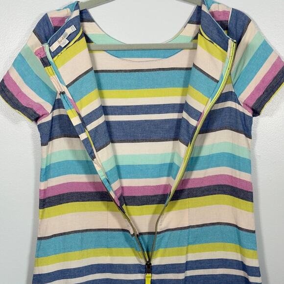 Boden 100% Cotton Multi Striped Shift Summer Dress Womens 10 - Picture 4 of 8